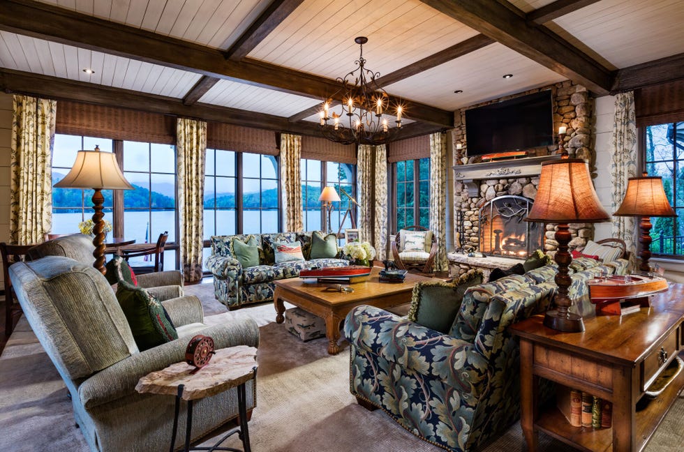 Lighting, Room, Interior design, Wood, Furniture, Living room, Ceiling, Couch, Home, Floor, 