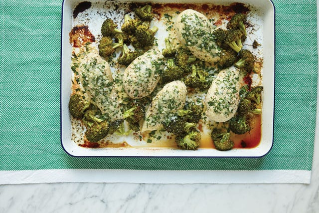 One-Pan Parmesan Crusted Chicken With Broccoli Horizontal One-Pan Parmesan Crusted Chicken With Broccoli Horizontal