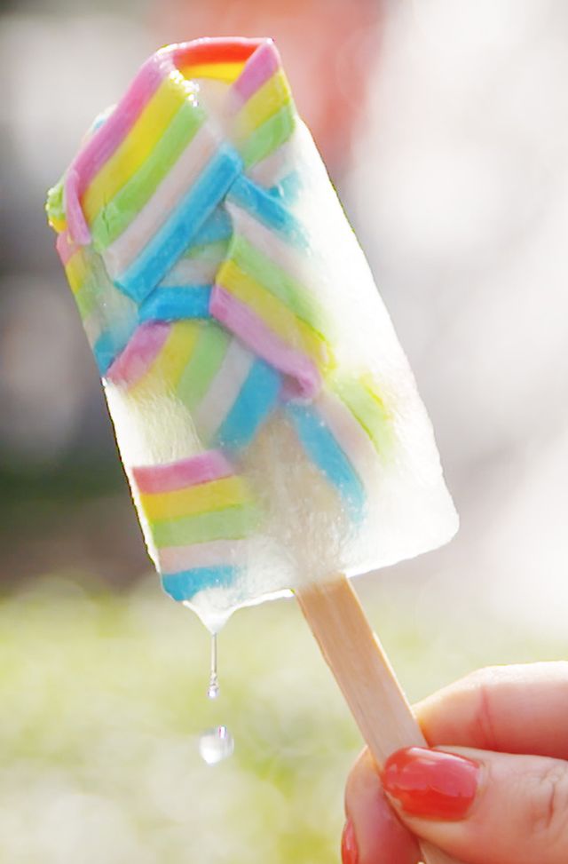 Rainbow Striped Smoothie Popsicles