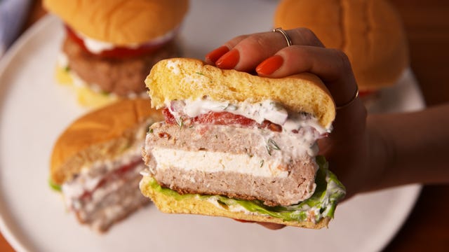 Greek Stuffed Turkey Burger Horizontal