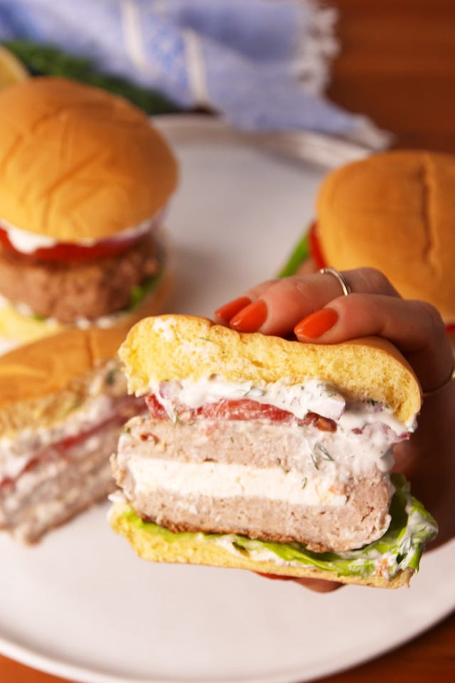 Greek Stuffed Turkey Burger Horizontal