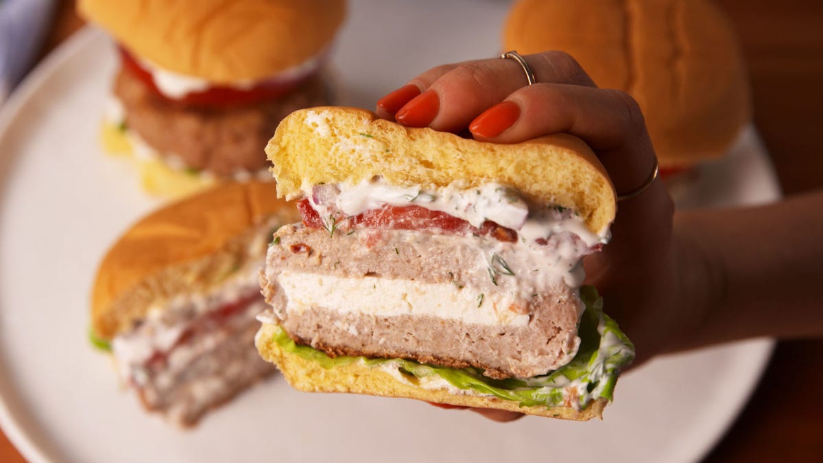 preview for Opa! This Greek Stuffed Turkey Burger Is An Instant Classic