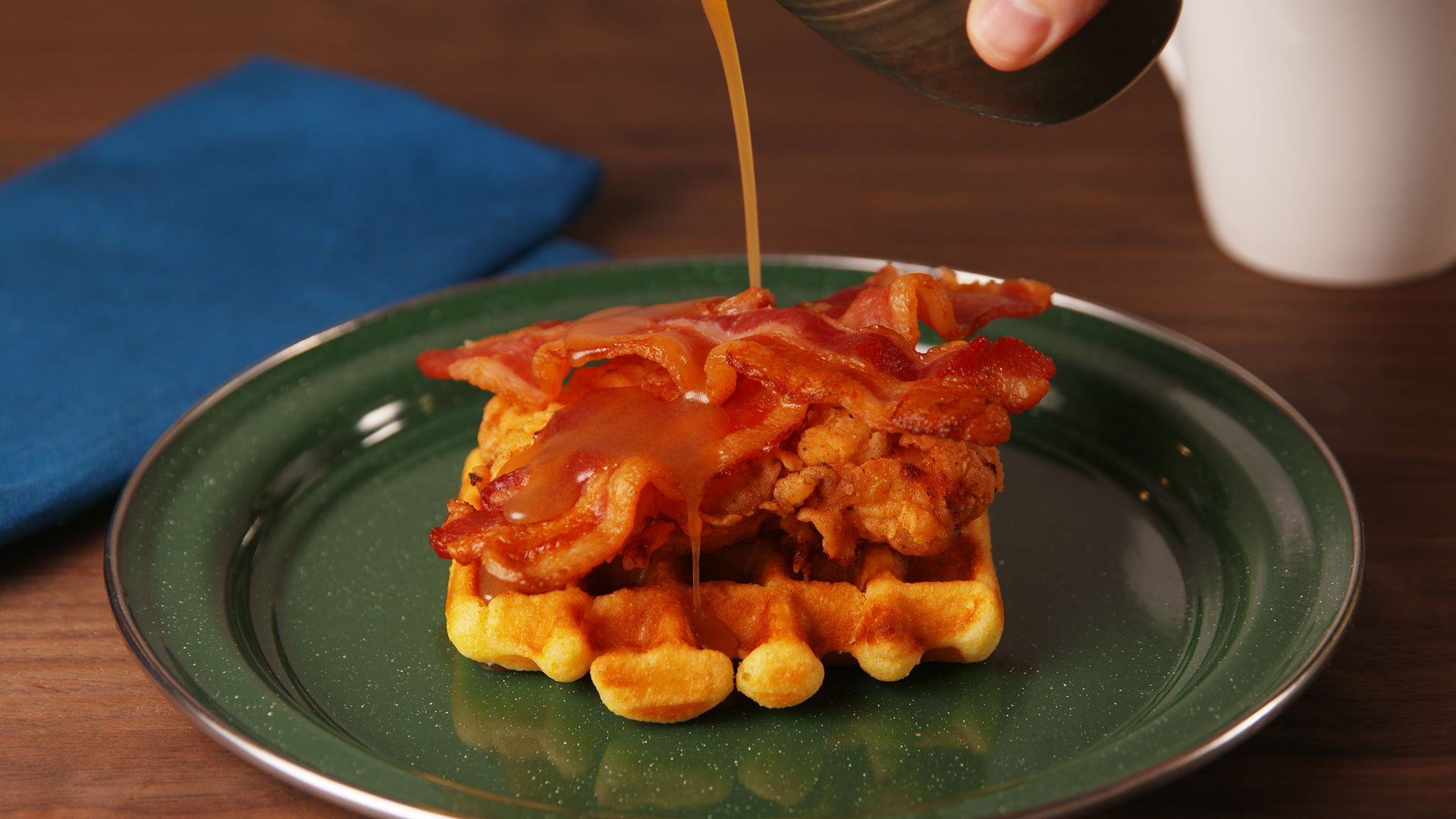 Best Maple Bourbon Chicken Waffle Sandwich Recipe Delish