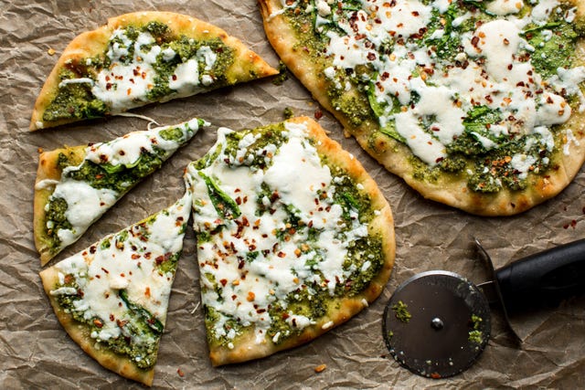 Spinach Pesto & Mozzarella Flatbread Horizontal Spinach Pesto & Mozzarella Flatbread Horizontal