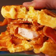 maple bourbon chicken and waffle sandwich krups horizontal