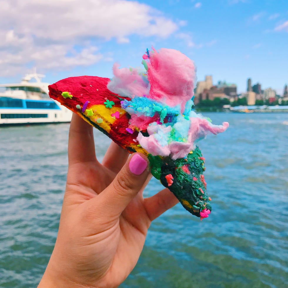 Pink, Frozen dessert, Ice cream, Sky, Hand, Dessert, Summer, Finger, Vacation, Gelato, 