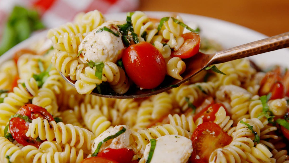Video player poster image preview for Caprese Pasta Salad