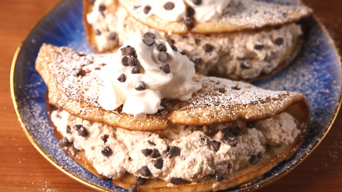 Video player poster image preview for These Cannoli Pancakes Are Not For The Faint Of Heart