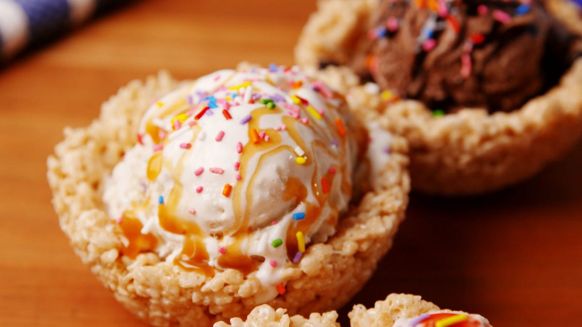 Video player poster image preview for These Krispie Treat Ice Cream Bowls End The Bowl VS Cone Debate