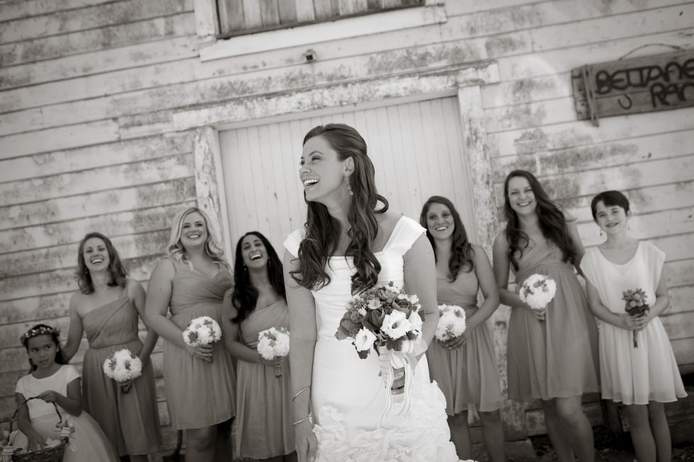 Photograph, Social group, Bride, Event, Dress, Ceremony, Snapshot, Black-and-white, Wedding, Bridal clothing, 