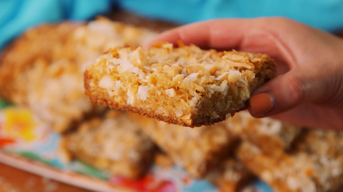 Video player poster image preview for Delish Macadamia Nut Blondies