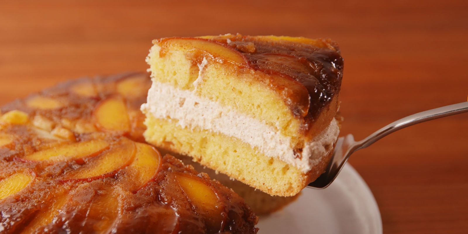 Best Peaches And Cream Upside Down Cake Recipe Delish   Landscape 1498224283 Peaches Cream Upside Down Cake 2 