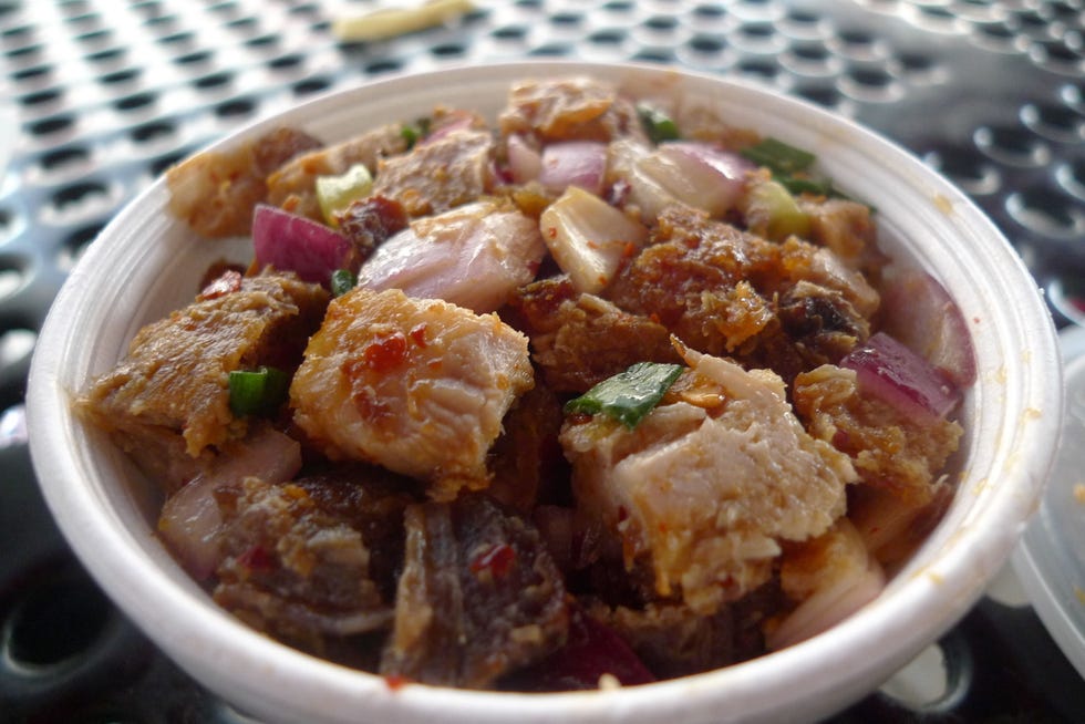 <p>If you're wondering which dish will be all over restaurant menus by this time next year, Bourdain has a prediction. His bet is&nbsp;that the&nbsp;<a href="http://gogonow.org/food/a53614/anthony-bourdain-filipino-food-sisig/%22 target="_blank" data-tracking-id="recirc-text-link" data-unsp-sanitized="clean">Filipino dish</a>,&nbsp;sisig — a pork dish made with various parts of the pig — will soon be in high demand in the U.S.&nbsp;"It's hot, sizzling, crispy, sticky, delicious bits of pork with many textures," he said in an interview with <a href="http://cnnphilippines.com/news/2017/06/05/anthony-bourdain-sisig.html" target="_blank" data-tracking-id="recirc-text-link" data-unsp-sanitized="clean">CNN Philippines</a>.</p>
