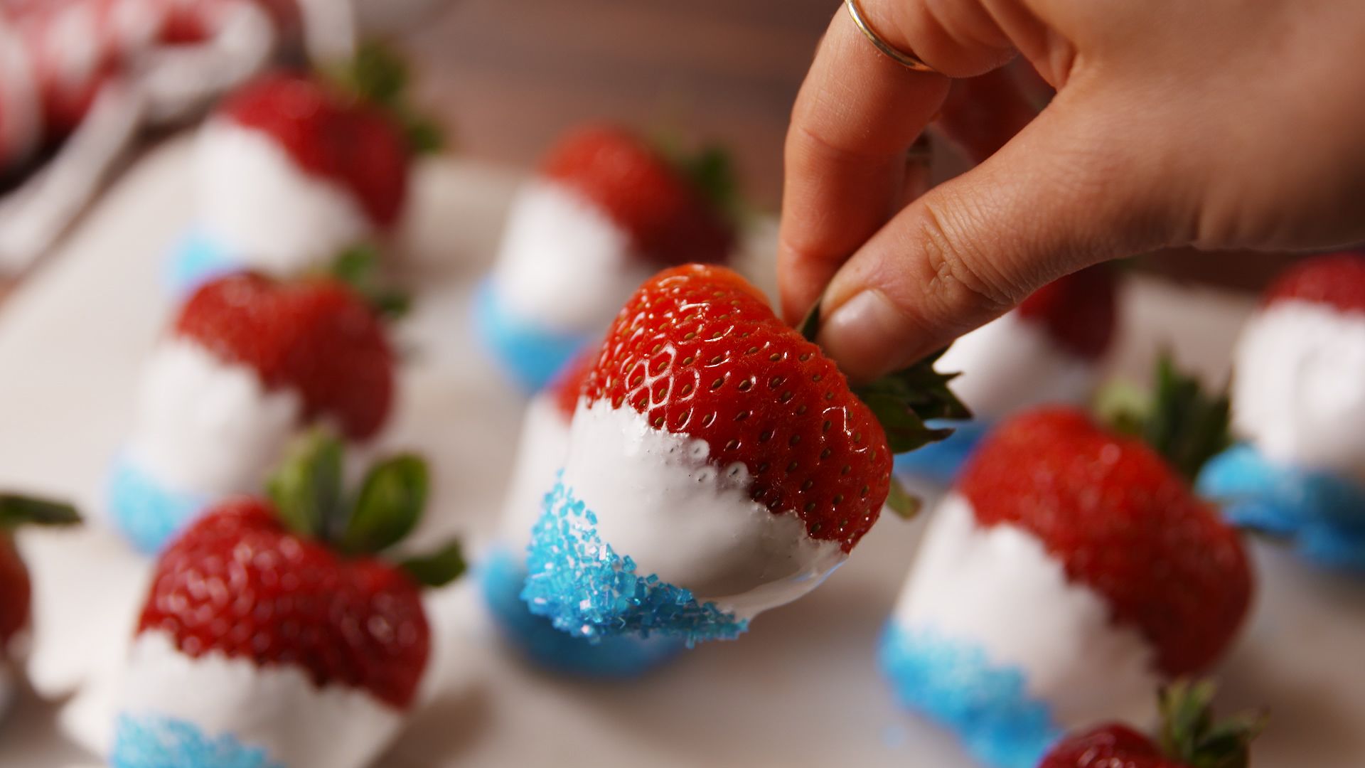 Firecracker strawberries for July 4th holiday
