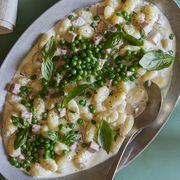 Creamy Baked Gnocchi with Ham and Peas Horizontal