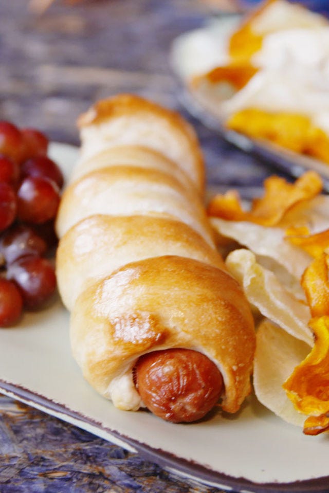 Parker house Roll Wrapped Hot Dog Vertical Parker house Roll Wrapped Hot Dog Vertical
