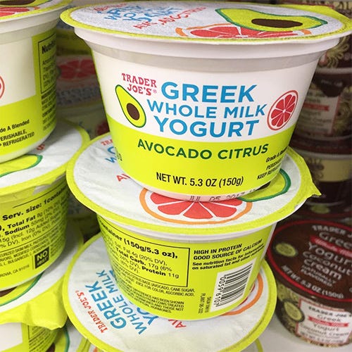 Trader Joe's released an Avocado Citrus Whole Milk Greek Yogurt