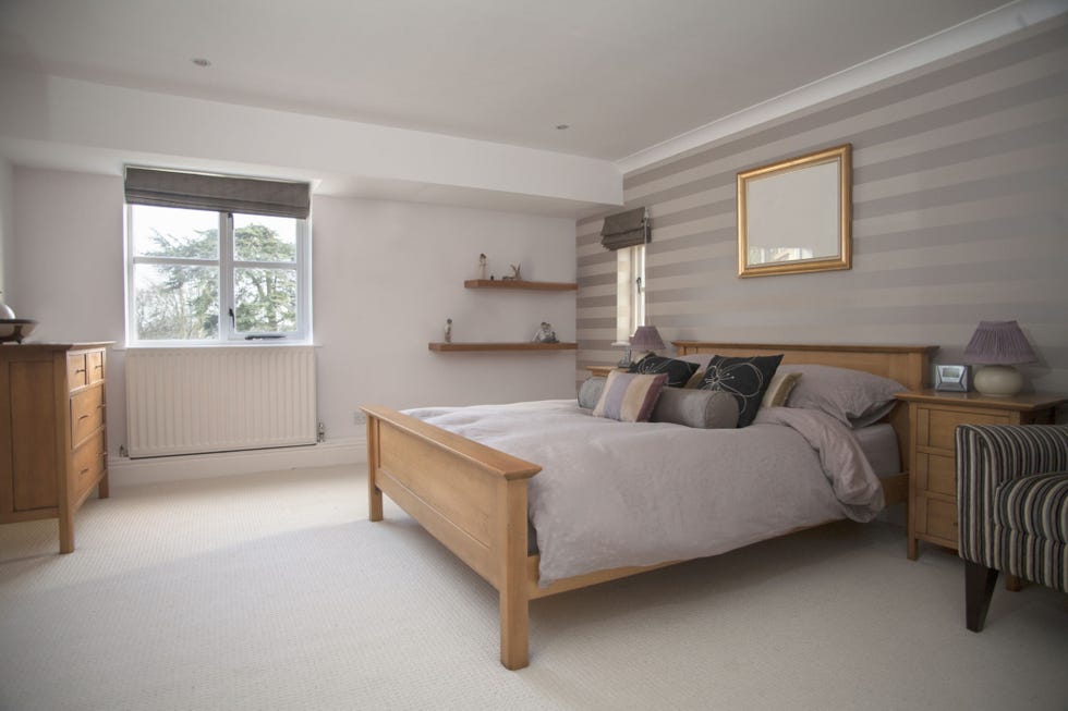 Bedroom, Furniture, Room, Property, Bed, Interior design, Bed frame, Bed sheet, Floor, Ceiling, 