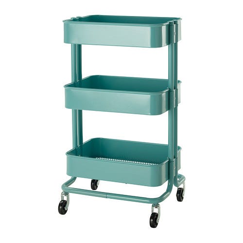 Shelf, Kitchen cart, Product, Furniture, Turquoise, Shelving, Cart, Vehicle, Table, 