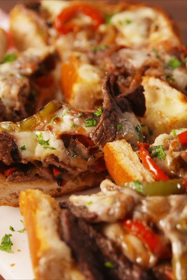 Philly Cheesesteak Cheesy Bread Vertical