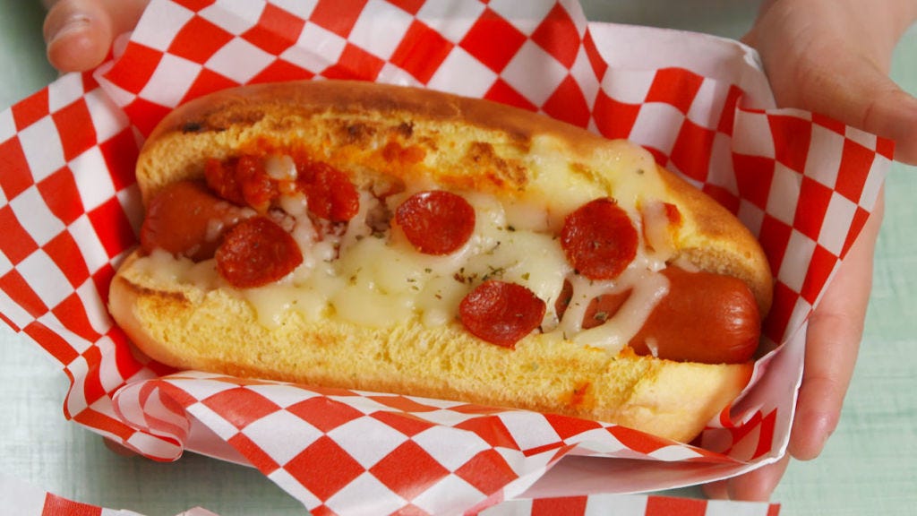 preview for Brace Yourself For Everyone's Favorite Dinner: Pizza Hot Dogs!
