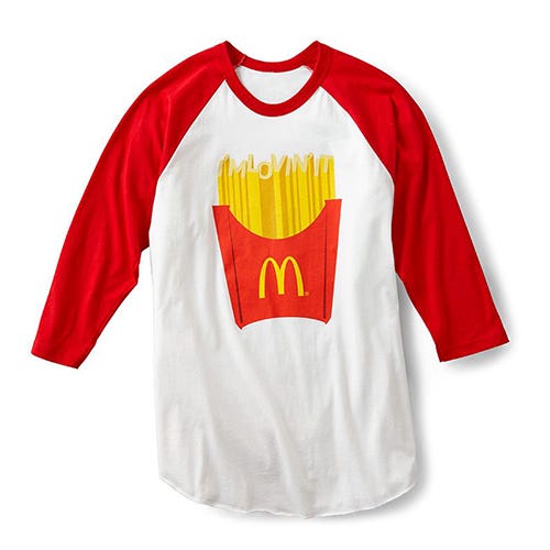 <p><strong data-redactor-tag="strong" data-verified="redactor"><em data-redactor-tag="em" data-verified="redactor">$16</em></strong>&nbsp;<a href="https://smilemakersonline.com/french-fry-raglan-tee/" target="_blank" class="slide-buy--button" data-tracking-id="recirc-text-link">BUY NOW</a></p><p>This shirt screams "fries before guys!"&nbsp;(and also before everything else, because fries).&nbsp;</p>