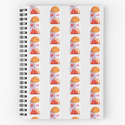 <p><strong data-redactor-tag="strong" data-verified="redactor"><em data-redactor-tag="em" data-verified="redactor">$12</em></strong> <a href="https://www.redbubble.com/people/lourdescordova/works/20787060-mcdonalds?grid_pos=7&amp;p=spiral-notebook&amp;rbs=df109fc0-8ceb-44dd-b473-24f1f5409a29&amp;ref=shop_grid" target="_blank" class="slide-buy--button" data-tracking-id="recirc-text-link">BUY NOW</a></p><p>I'm about to admit something that I think you secretly also believe, which is that I think McDonald's hashbrowns are the world's finest culinary application of the potato. Don't @ me.&nbsp;</p>