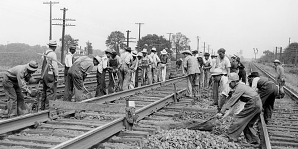People, Standing, Community, Track, Construction, Blue-collar worker, Pole, Construction worker, Parallel, Employment, 