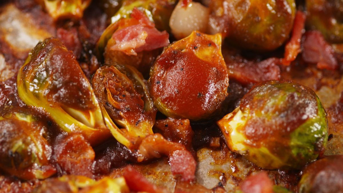 preview for Give Brussels Sprouts A Major Upgrade With BBQ Sauce And Bacon