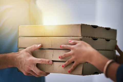Hand, Box, Cardboard, Finger, Gesture, Nail, Package delivery, Paper product, Leather, Paper, 