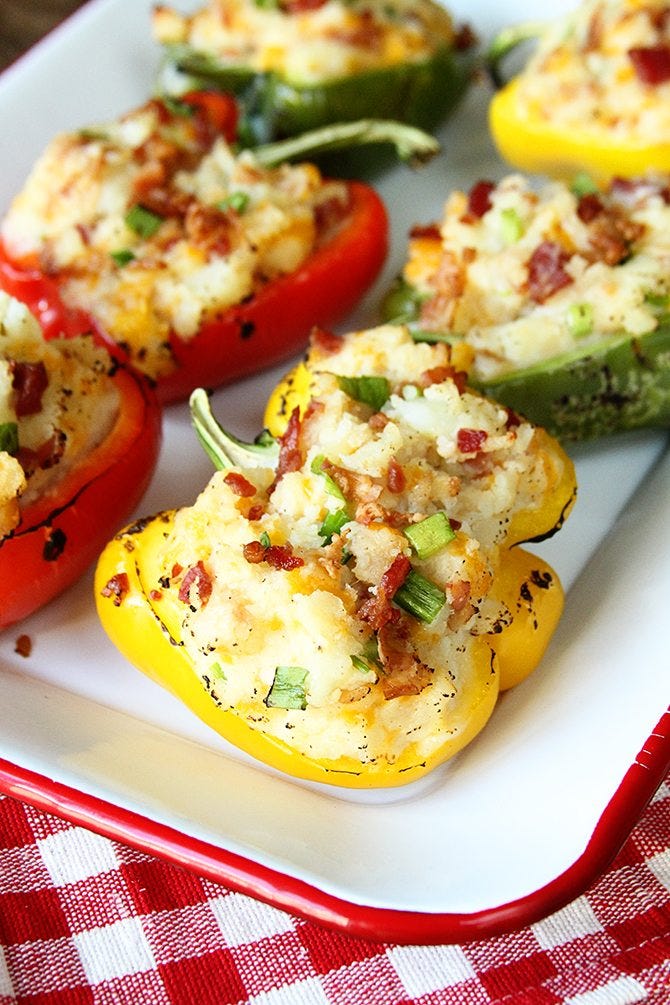 Dish, Food, Stuffed peppers, Cuisine, Ingredient, Bell pepper, Stuffed mushrooms, Produce, Staple food, Vegetable, 