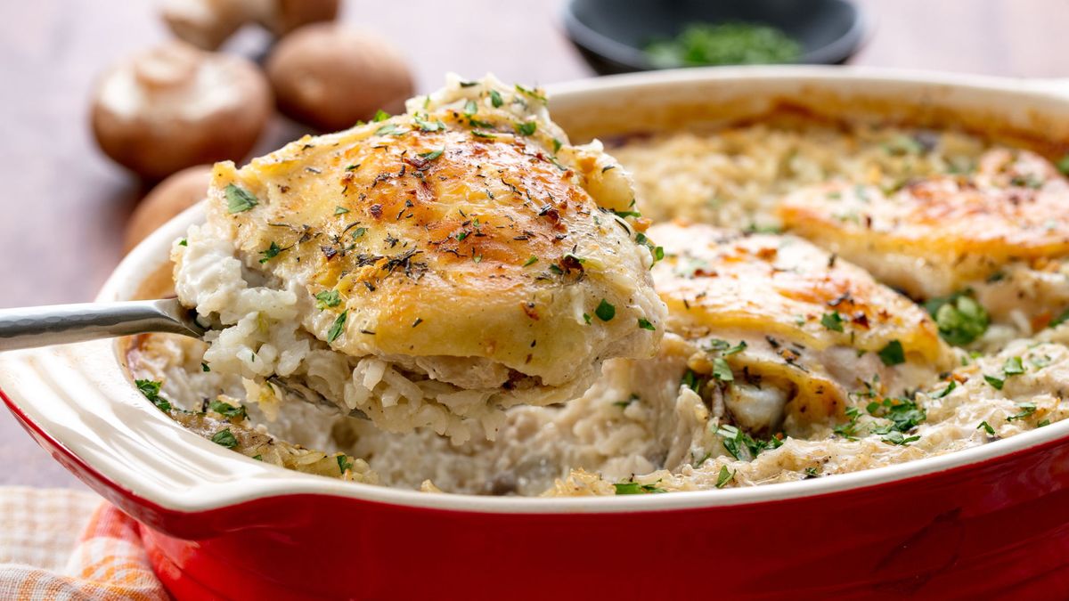 Chicken And Rice Casserole With Cream of Mushroom Soup  