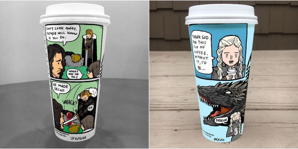 This Artist Draws Game of Thrones Comics on Coffee Cups