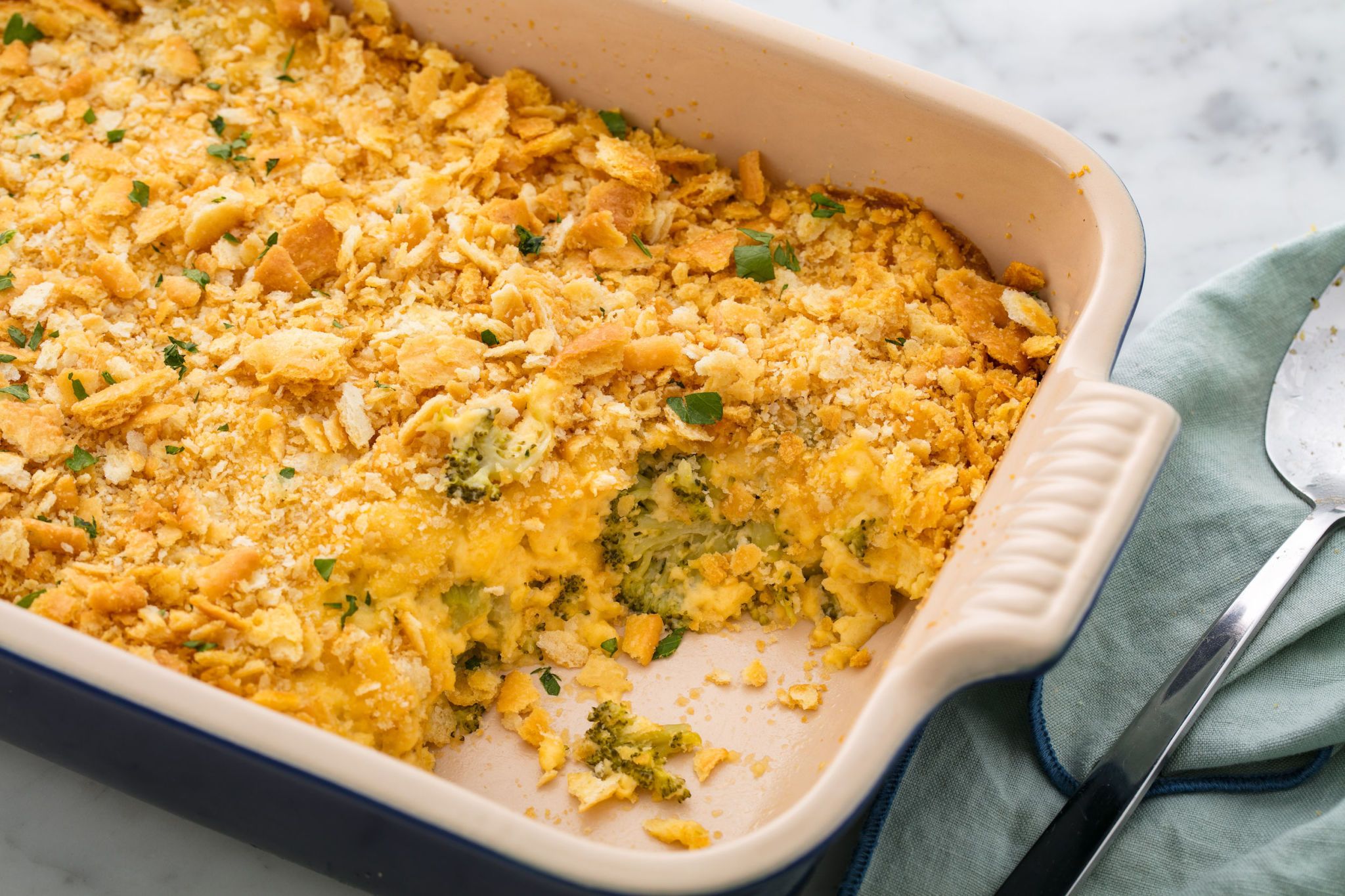 broccoli casserole with ritz crackers and cream cheese
