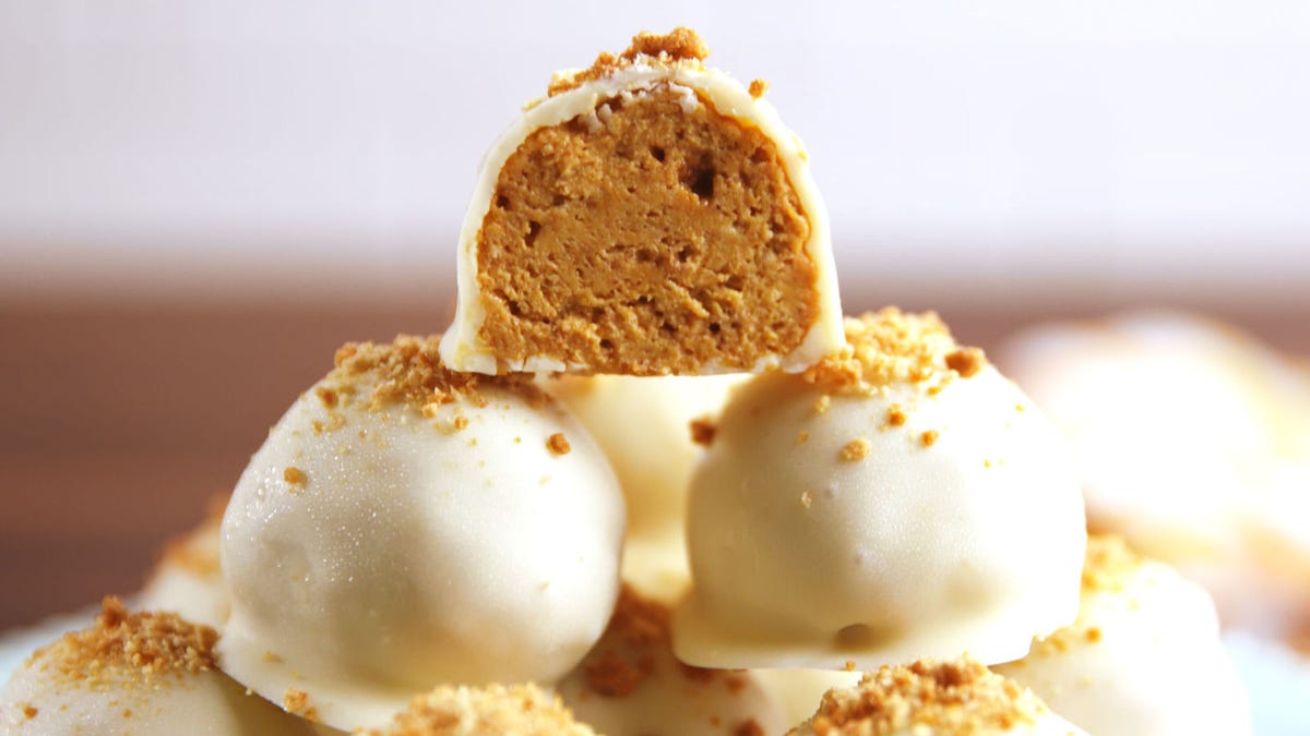 Video player poster image preview for Pumpkin Cheesecake Bites Will Have You Dreaming Of Fall