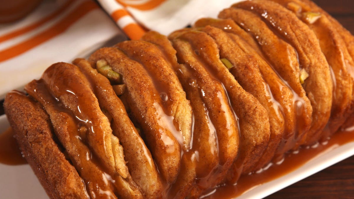 Video player poster image preview for Caramel Apple Pull-Apart Bread = #FallGoals