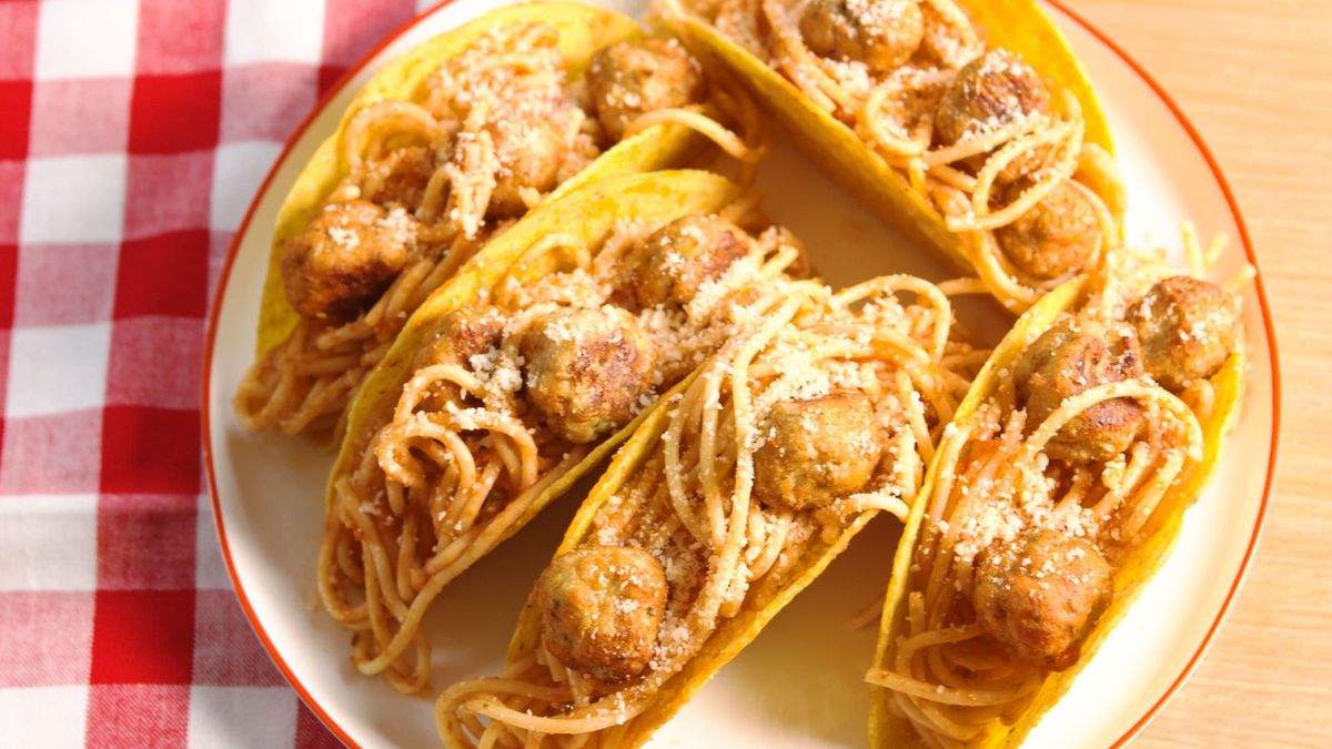 preview for Spaghetti & Meatball Tacos Will Make Your Kids SO Excited