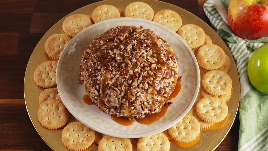 preview for Caramel Apple Cheese Ball = Fall Party Goals