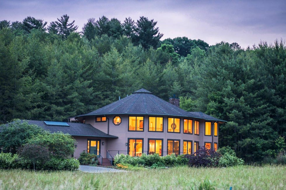 Home, House, Property, Natural landscape, Building, Sky, Estate, Tree, Grass, Real estate, 
