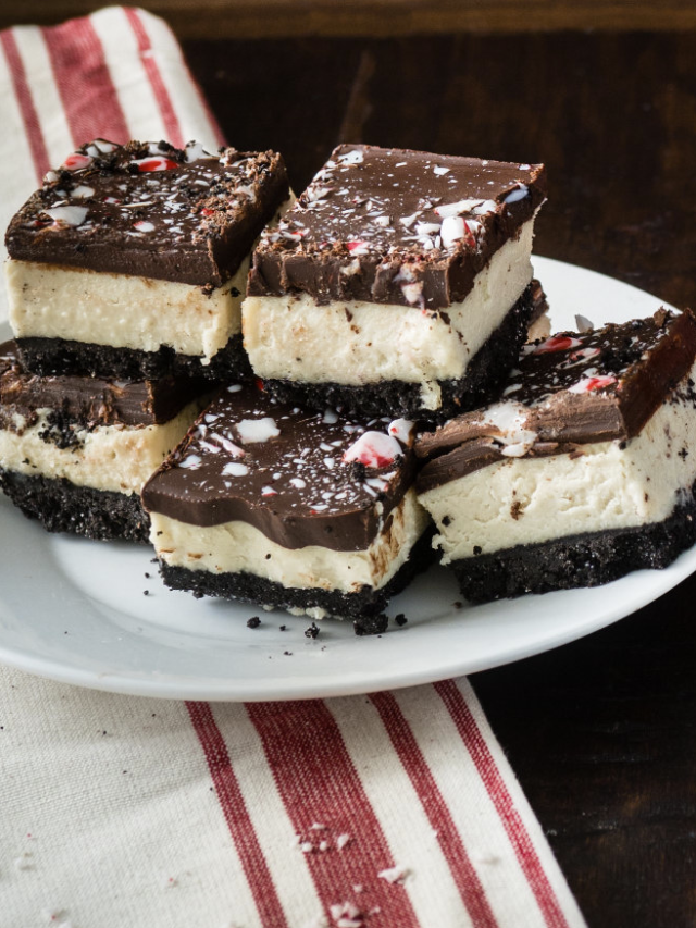 no bake chocolate peppermint cheesecake squares