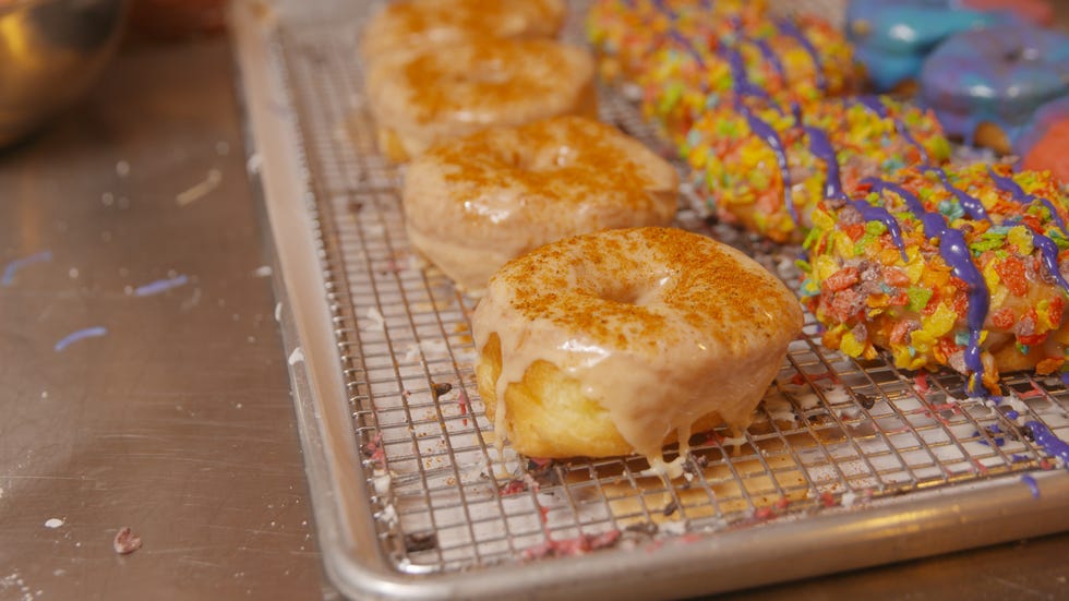 Food, Cuisine, Dish, Ingredient, Doughnut, Dessert, Glaze, Danish pastry, Baked goods, Pastry, 