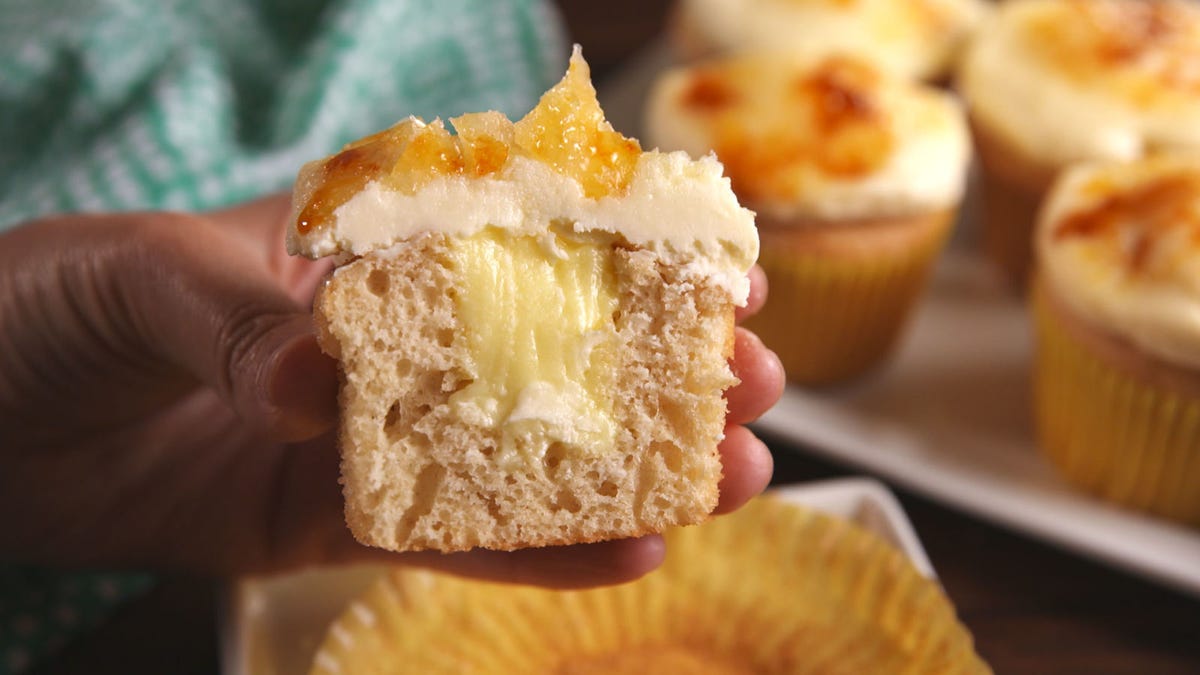 Video player poster image preview for You Need To Try The Inside Of These Crème Brûlée Cupcakes
