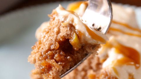 preview for Caramel Apple Poke Cake = Fall Dessert Goals