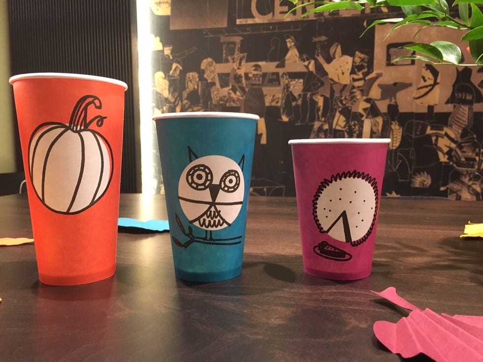 Cup, Coffee cup, Cup, Tumbler, Drinkware, Cartoon, Pink, Glasses, Tableware, Illustration, 