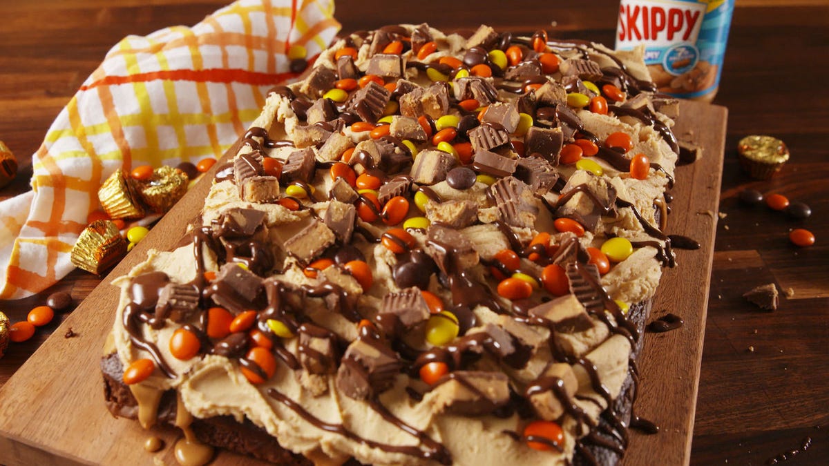 Video player poster image preview for This Chocolate Peanut Butter Poke Cake Is For Serious Reese’s Lovers Only