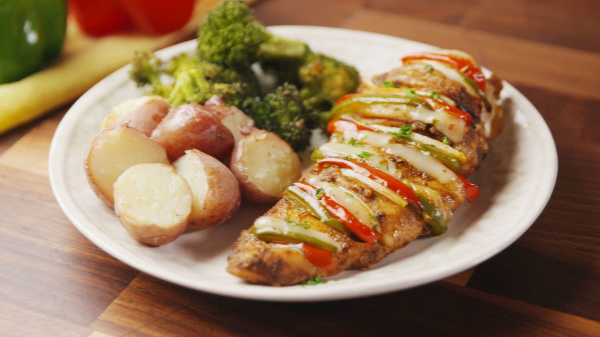 preview for Cajun Stuffed Chicken = Our New Fave Healthy Dinner