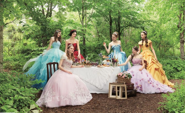 Dress, Photograph, Gown, Bride, Clothing, Pink, Wedding dress, Bridal party dress, Woodland, Event, 