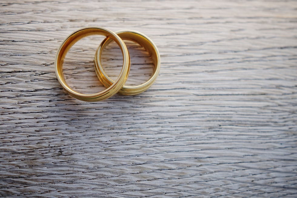 Ring, Wedding ring, Yellow, Fashion accessory, Wedding ceremony supply, Metal, Jewellery, Body jewelry, Finger, Brass, 