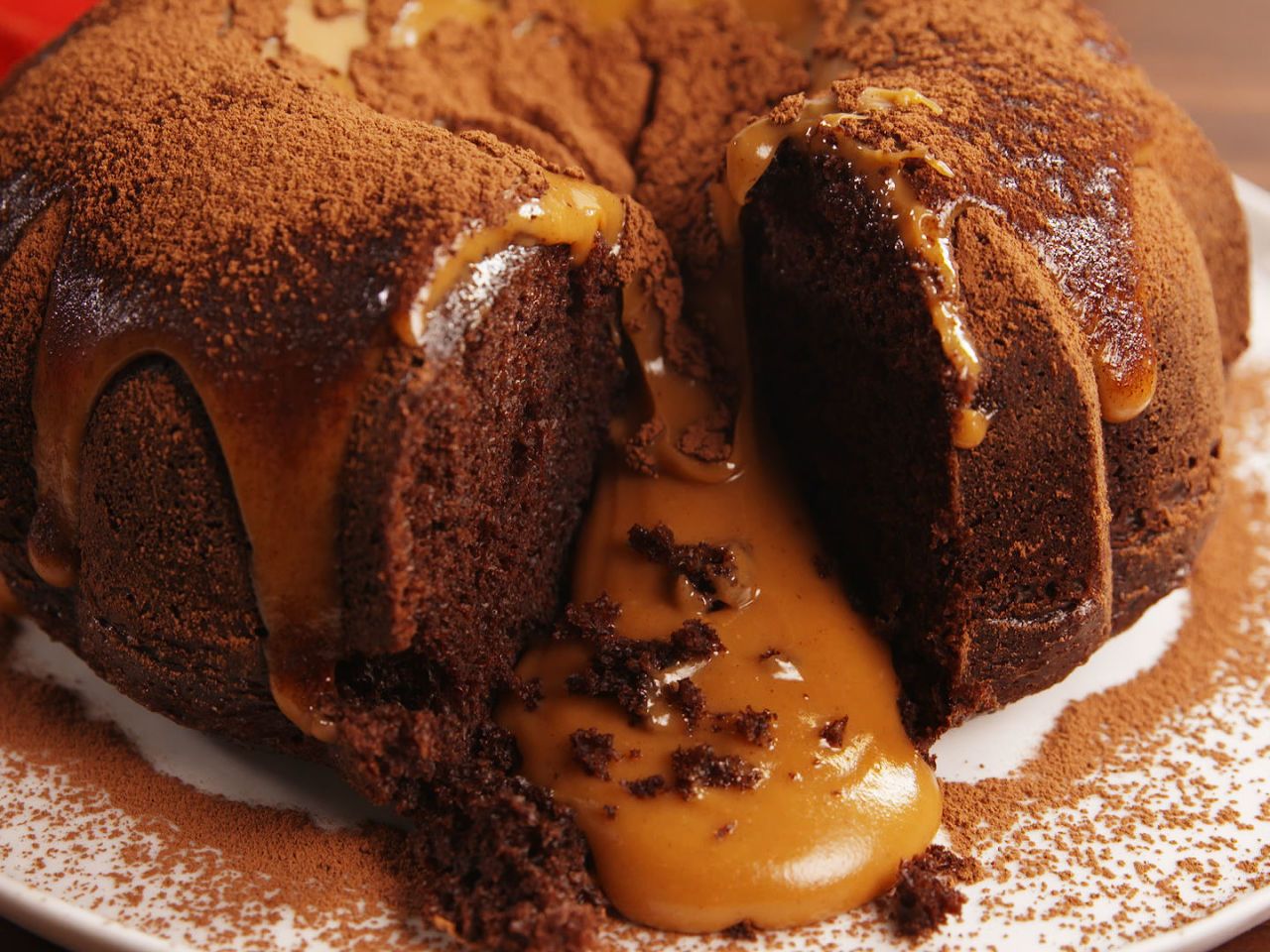 Chocolate Peanut Butter Cheesecake Bundt Cake - Chef in Training