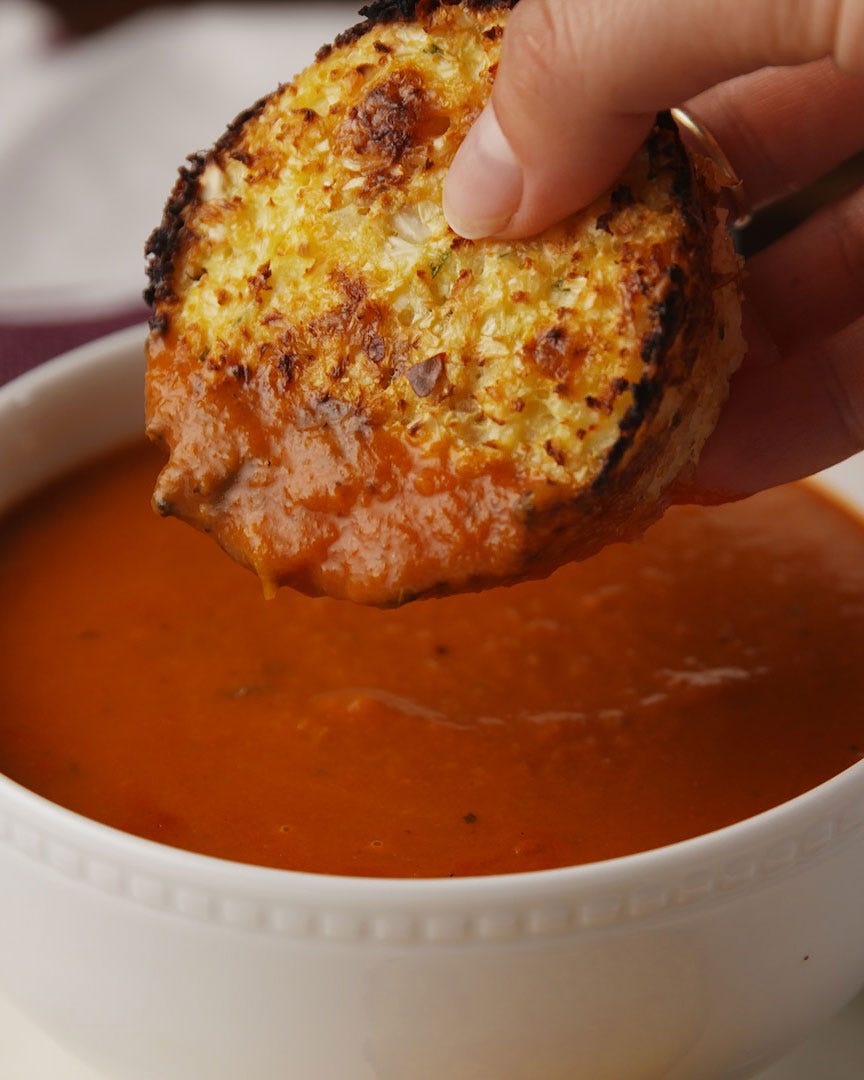 cauliflower cheddar biscuits and tomato soup